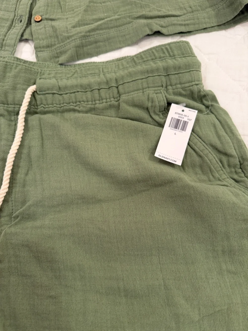 Olive Green Two-Piece Gauze Lounge Set - Picture 2 of 7